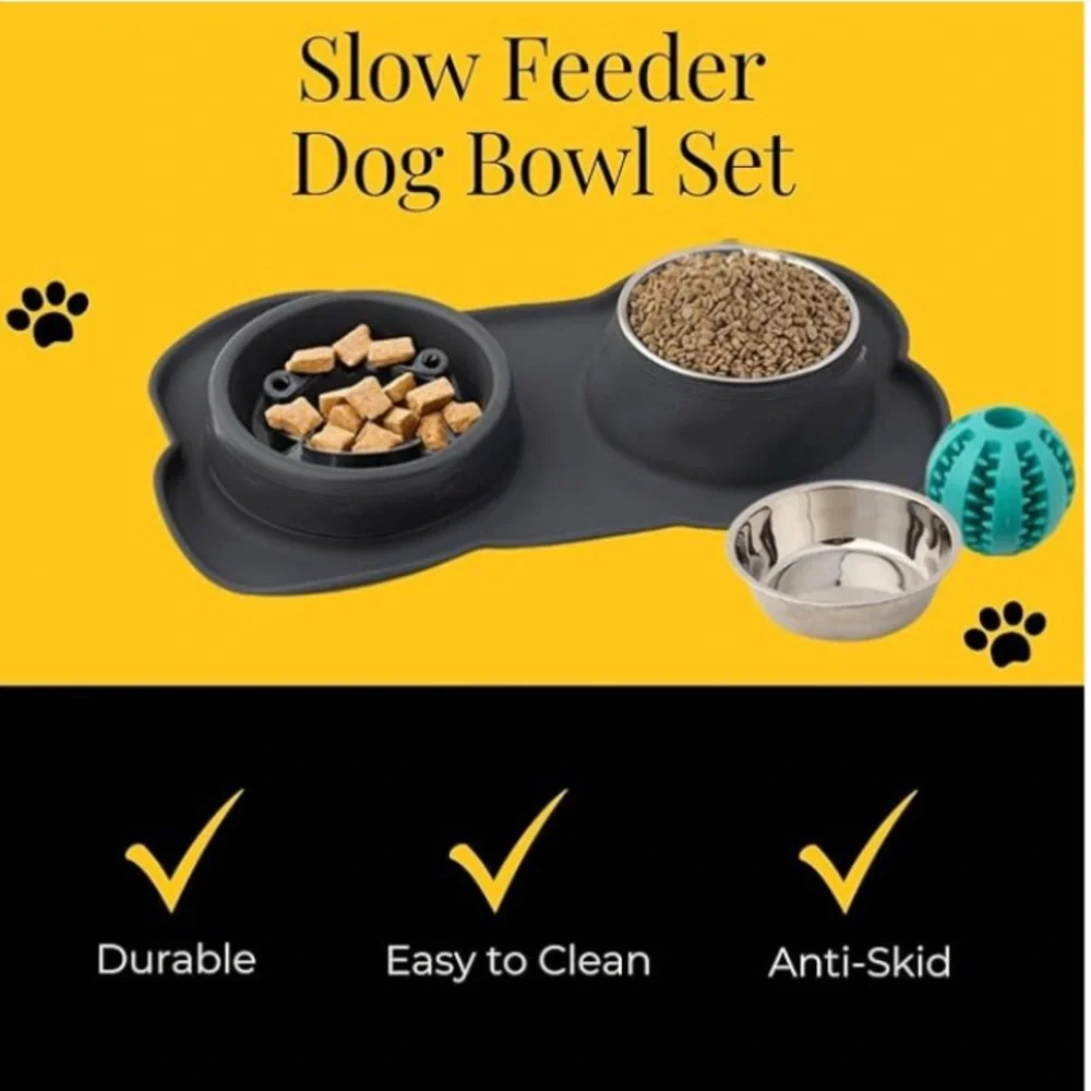 Canine Karma Pet Goodness Slow Feeder Dog Bowl Set